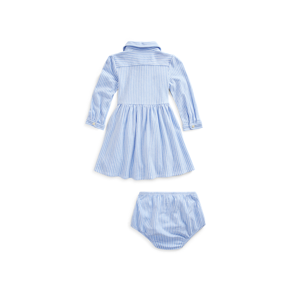 Baby Girl Striped Mesh Oxford Dress 2