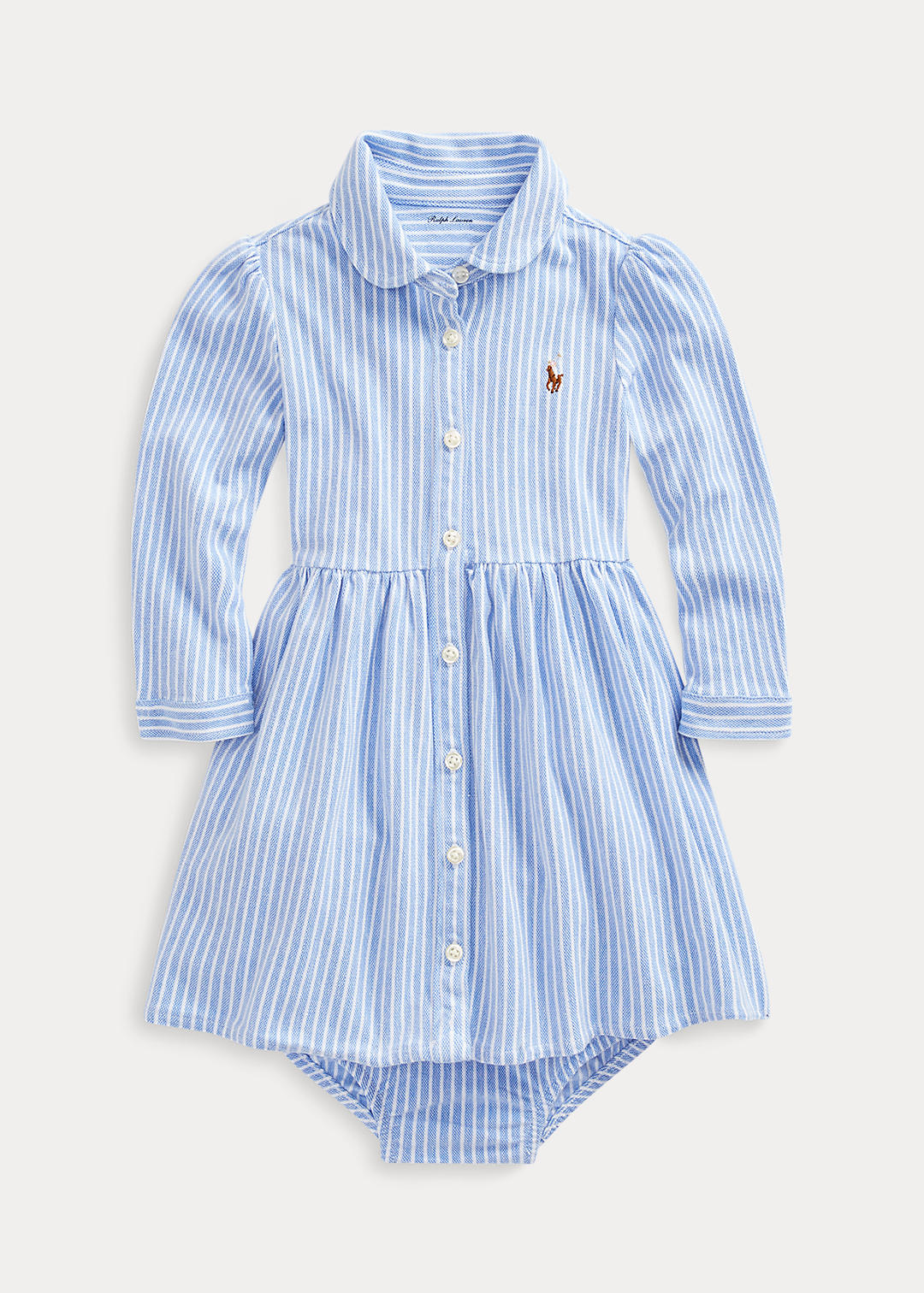 Baby Girl Striped Mesh Oxford Dress 1