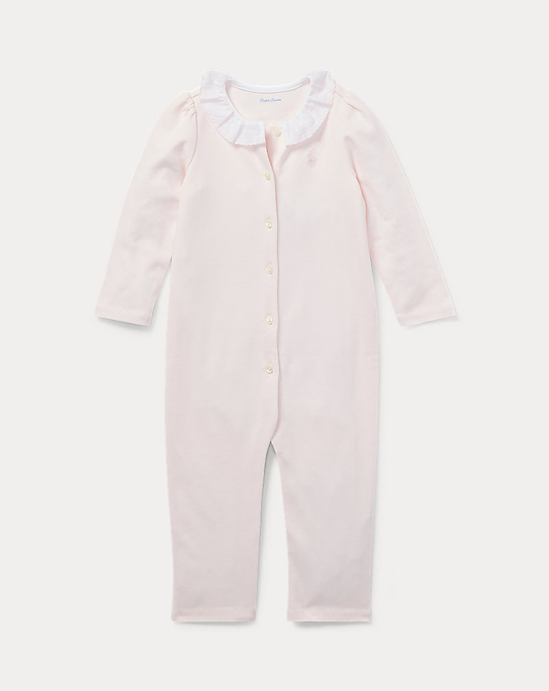 Ruffled Cotton Coverall Baby Girl 1