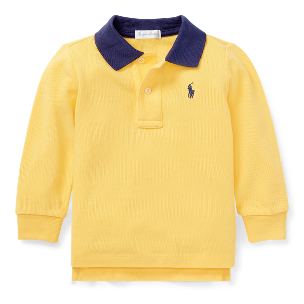 Cotton Mesh Long-Sleeve Polo Shirt Baby Boy 1