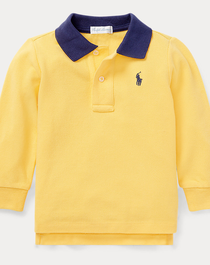 Cotton Mesh Long-Sleeve Polo Shirt Baby Boy 1