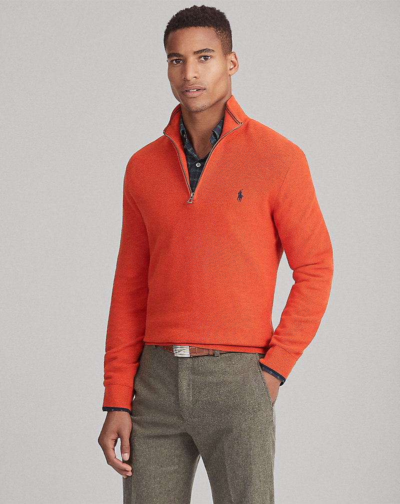 Mesh-Knit Cotton Quarter-Zip Sweater Polo Ralph Lauren 1