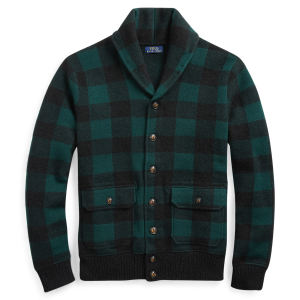 Checked Wool Blend Cardigan