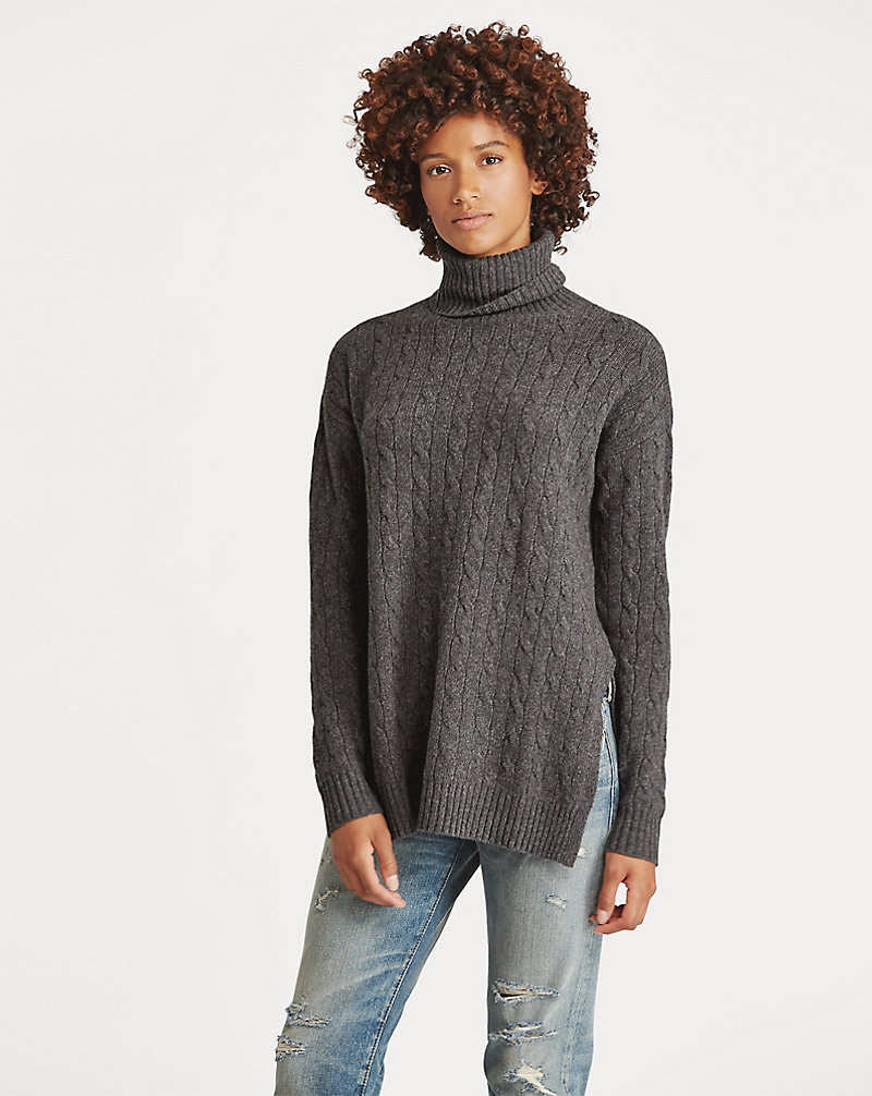Slit Cable Turtleneck Sweater Polo Ralph Lauren 1