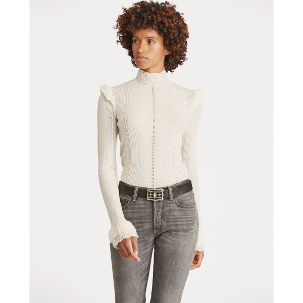 Ruffled Pointelle Wool Jumper for Women | Ralph Lauren® CL