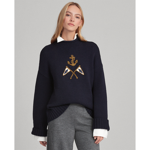 Crest Embroidered Wool Sweater Polo Ralph Lauren 1