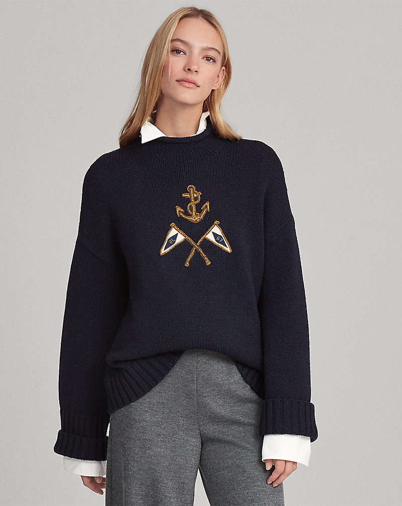 Crest Embroidered Wool Sweater Polo Ralph Lauren 1