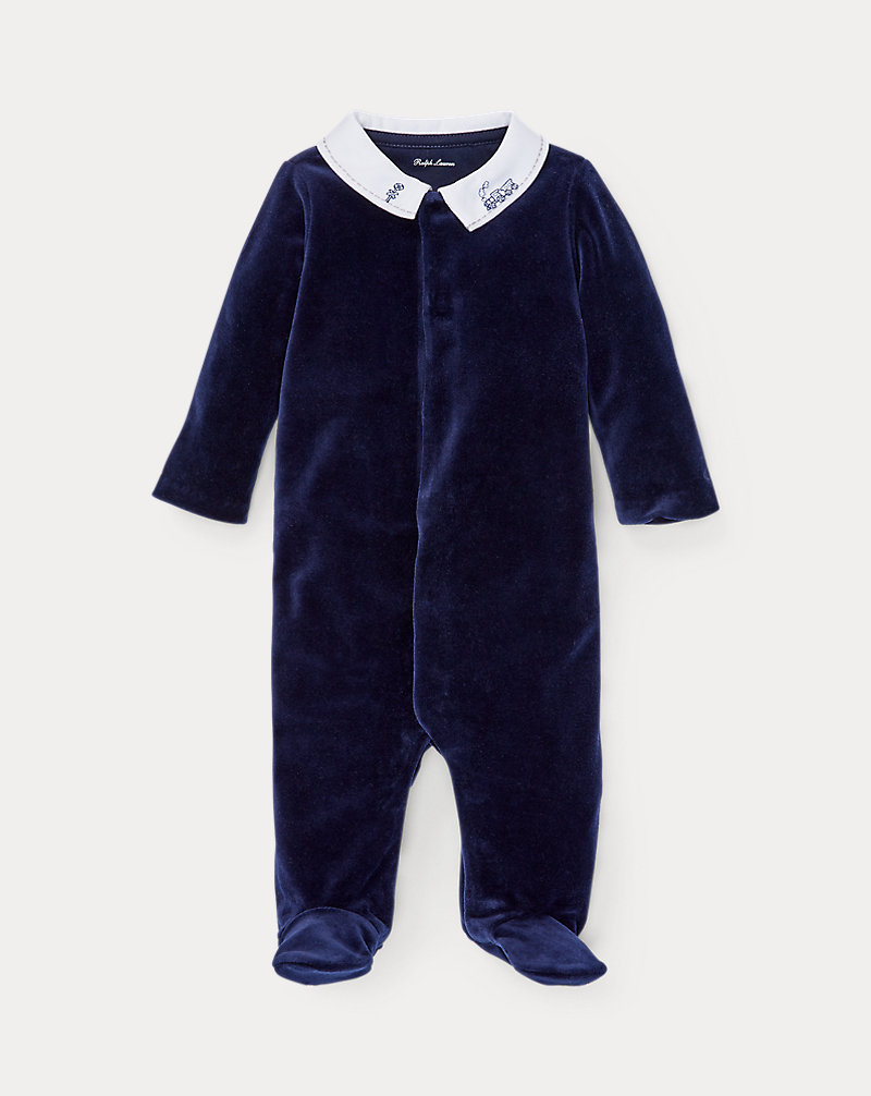 Cotton-Blend-Velour Coverall Baby Boy 1