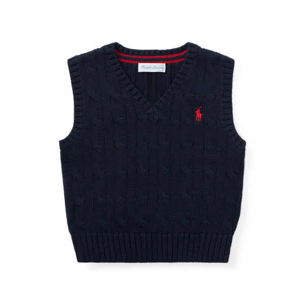 Cable-Knit Cotton Sweater Vest Baby Boy 1