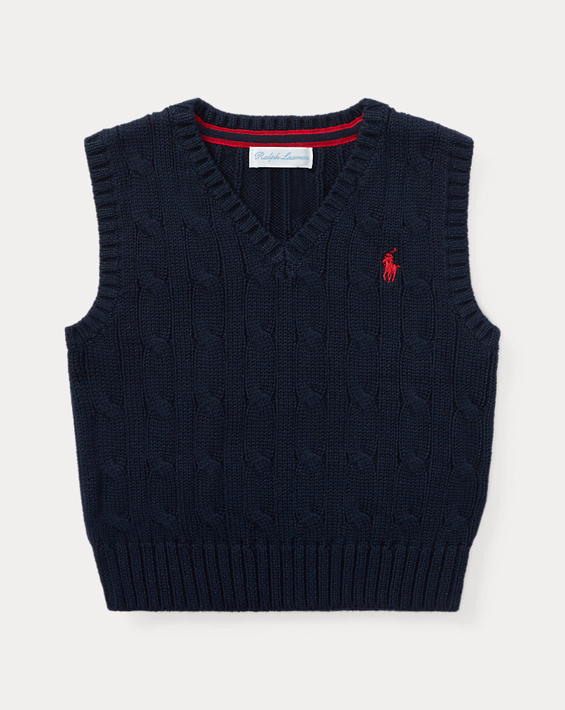Cable-Knit Cotton Sweater Vest Baby Boy 1