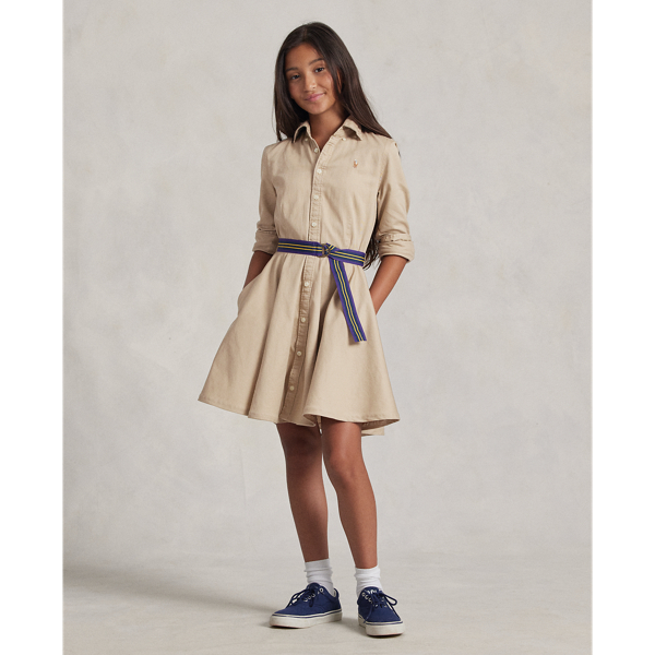 Robe-chemise ceinture coton chino