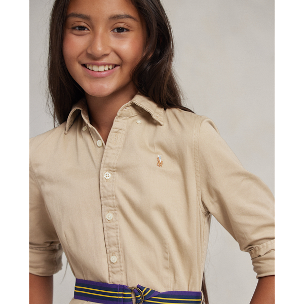 Girls 7-16 Belted Cotton Chino Shirtdress 5