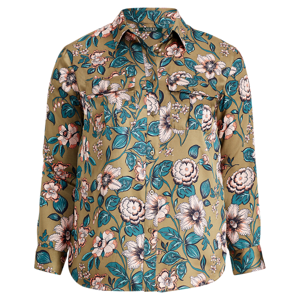 Floral-Print Button-Down Shirt Lauren Woman 1