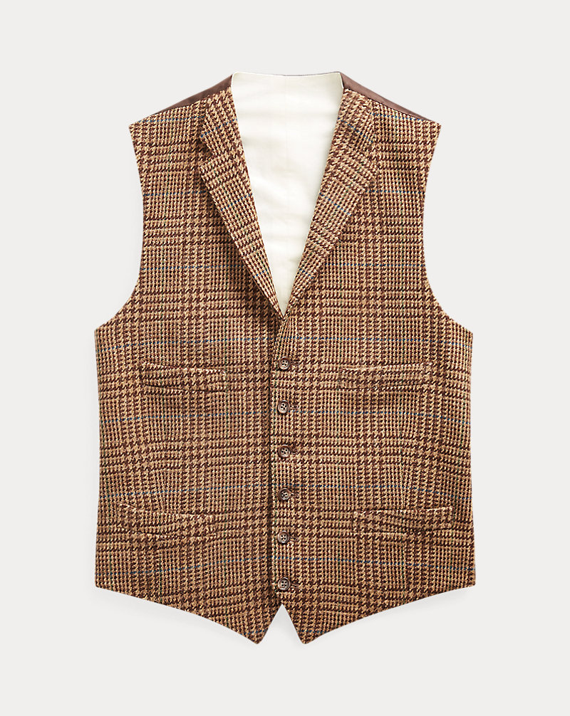 Glen Plaid Wool Tweed Vest Polo Ralph Lauren 1