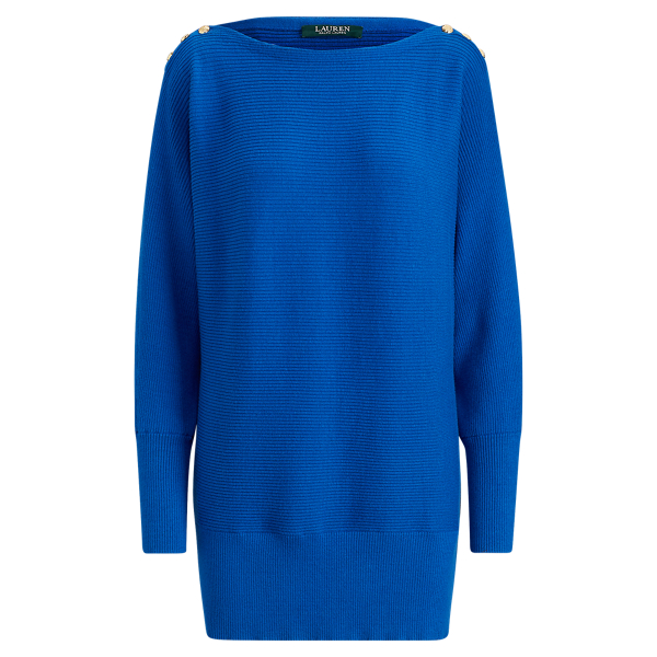 Button-Shoulder Cotton Sweater Lauren 1