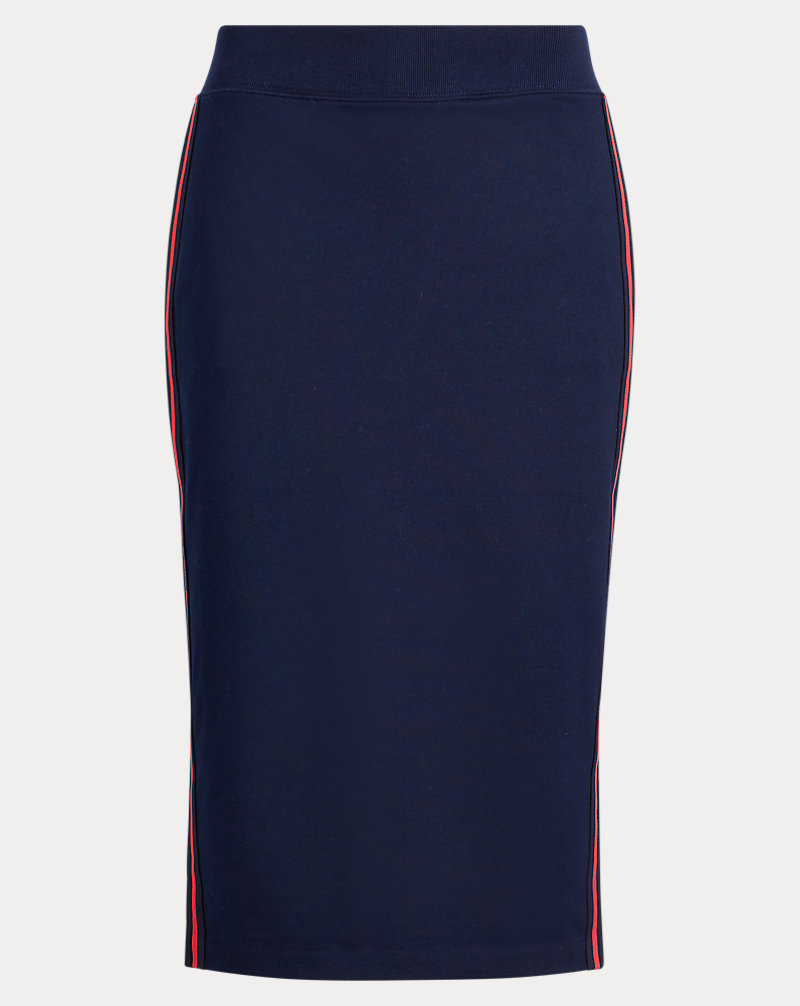 Side-Stripe Cotton-Blend Skirt Lauren 1
