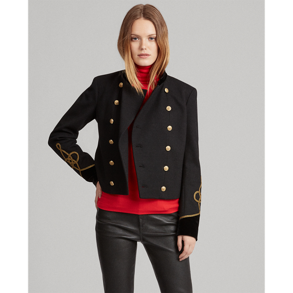 Velvet-Trim Military Jacket Polo Ralph Lauren 1