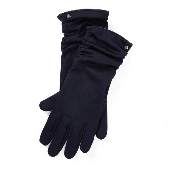 Ruched-Cuff Tech Gloves Lauren 1
