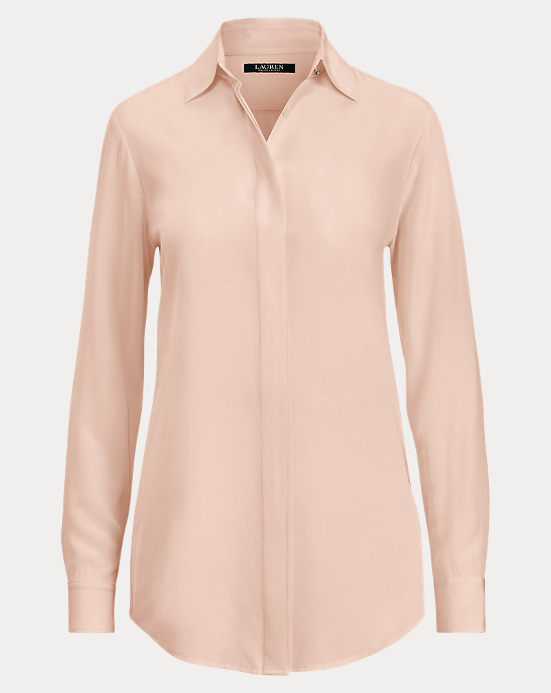 Silk-Crepe Button-Down Shirt Lauren 1