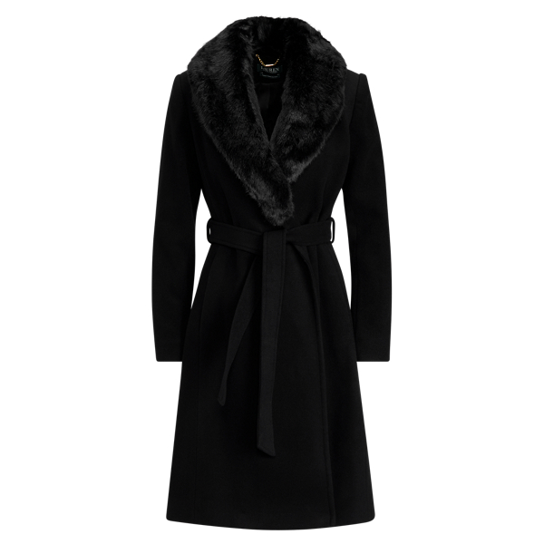 Faux-Fur-Collar Wrap Coat Lauren 1