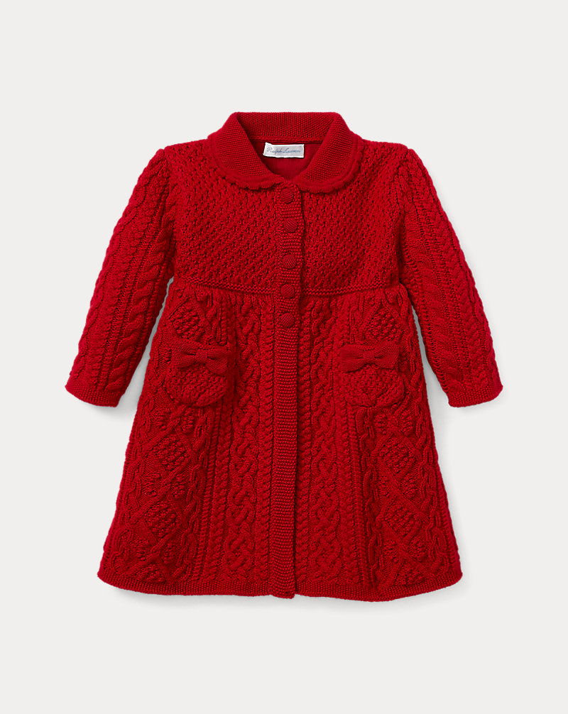 Aran-Knit Wool Jumper Coat Baby Girl 1