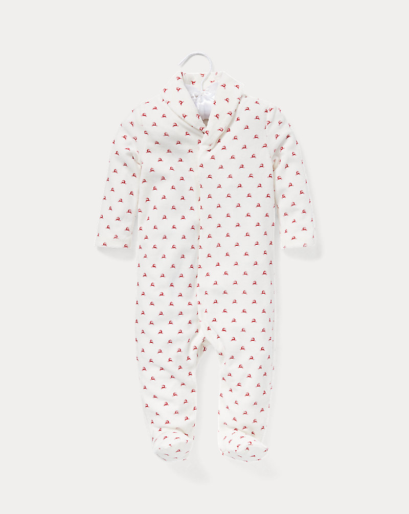 Reindeer-Print Velour Coverall Baby Boy 1