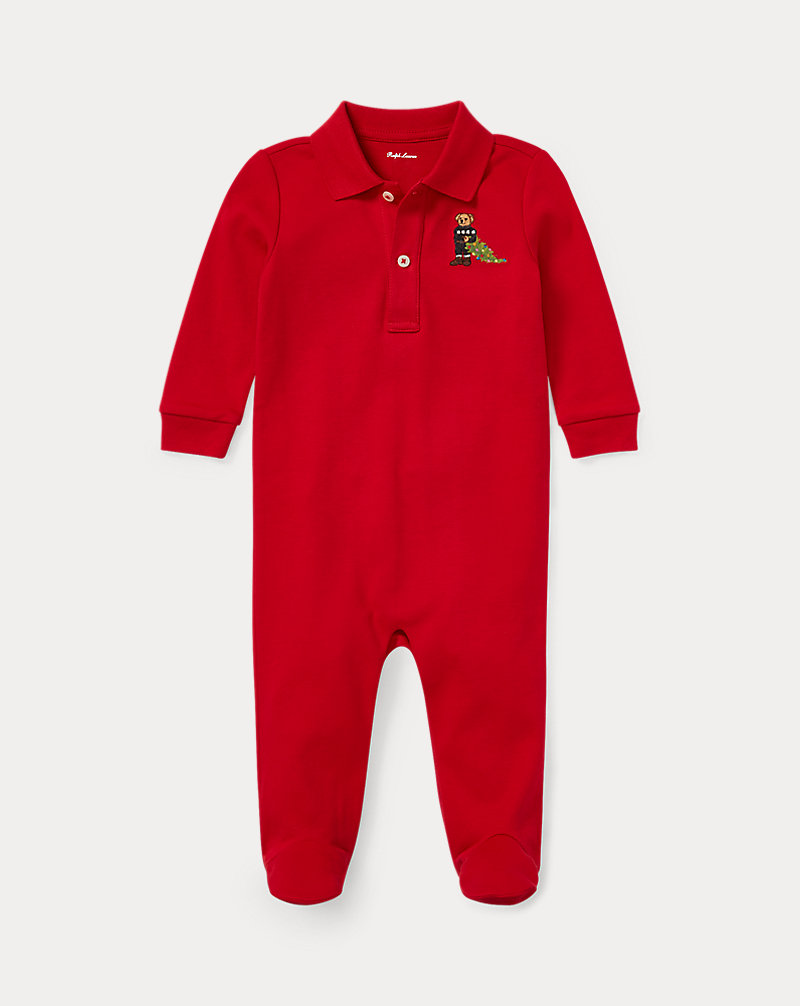 Holiday Bear Cotton Coverall Baby Boy 1