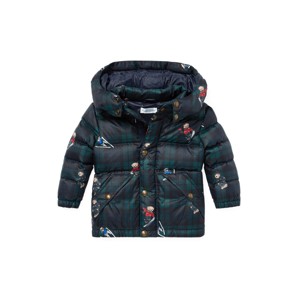Polo bear plaid down jacket sales