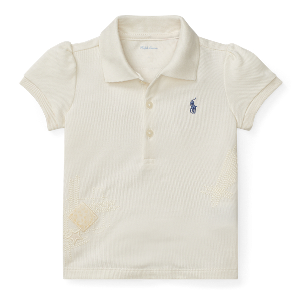 Flag Cotton Polo Shirt Baby Girl 1
