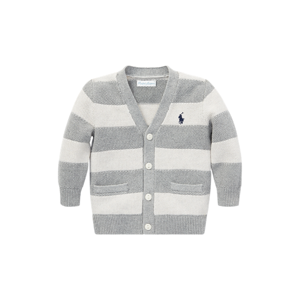 Striped Cotton V Neck Cardigan