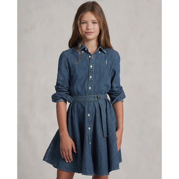 Robe-chemise ceinturée en denim