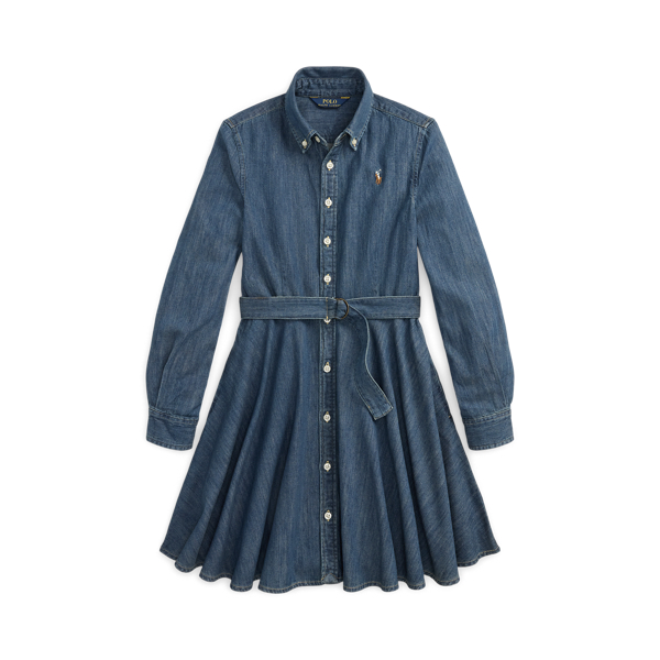 Belted Cotton Denim Shirtdress