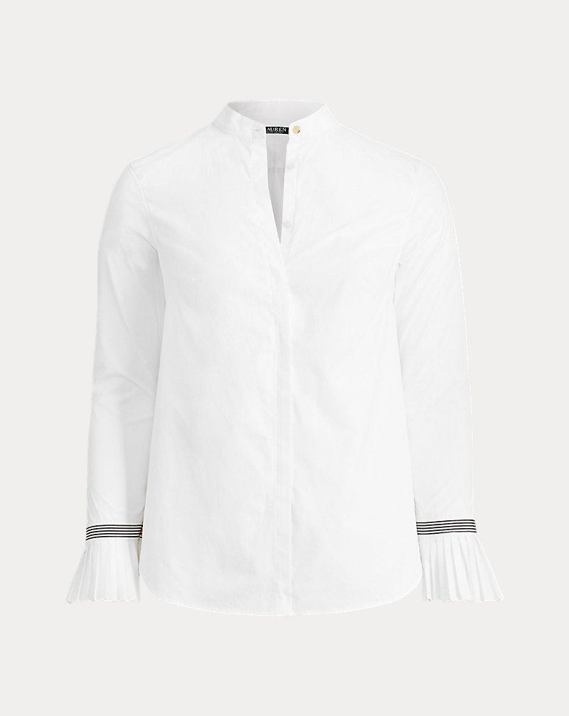 Pleated-Cuff Cotton Shirt Lauren Woman 1