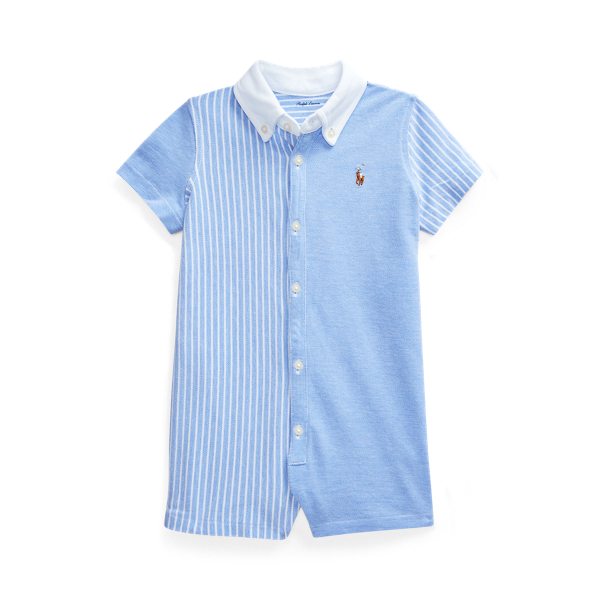 Babygrow Oxford em algodão e malha