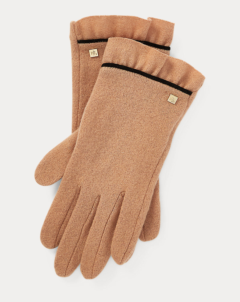 Ruffle-Cuff Wool Tech Gloves Lauren 1