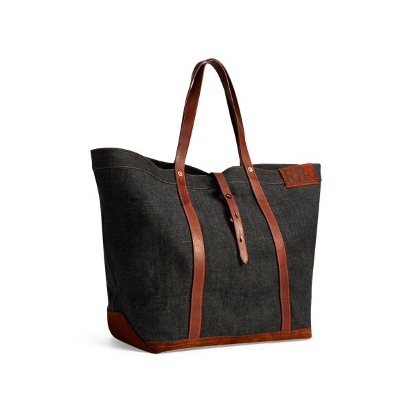 Leather Trim Denim Tote for Men Ralph Lauren UK
