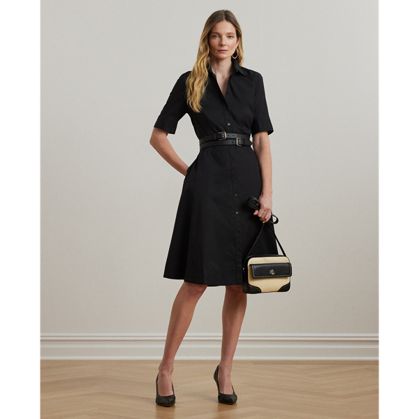 Belted Cotton-Blend Shirtdress