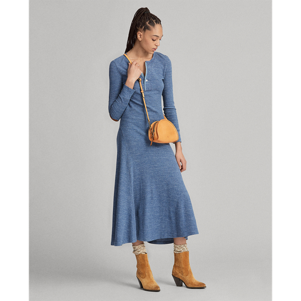 Waffle Knit Henley Maxidress