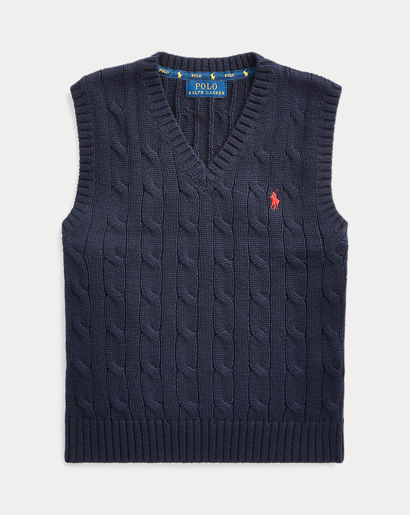 Cable-Knit Cotton Jumper Waistcoat BOYS 1.5-6 YEARS 1