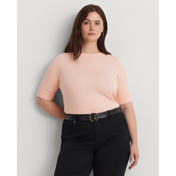 Stretch Cotton Boatneck Top