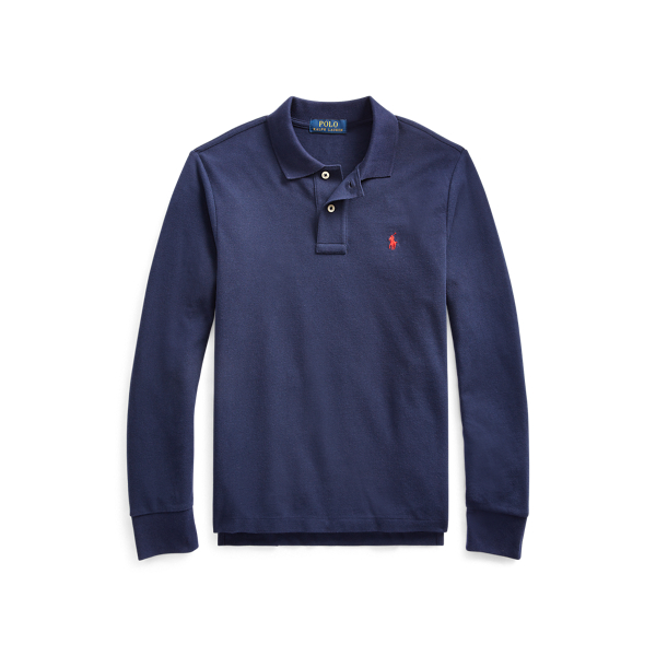 Slim fit katoenen mesh Polo longsleeve JONGENS 6-14 JAAR 1