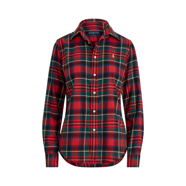 Classic Fit Plaid Cotton Shirt for Women Ralph Lauren PK