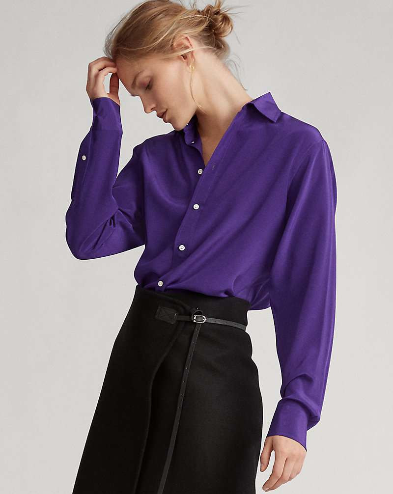 Silk Crepe Long-Sleeve Shirt Polo Ralph Lauren 1