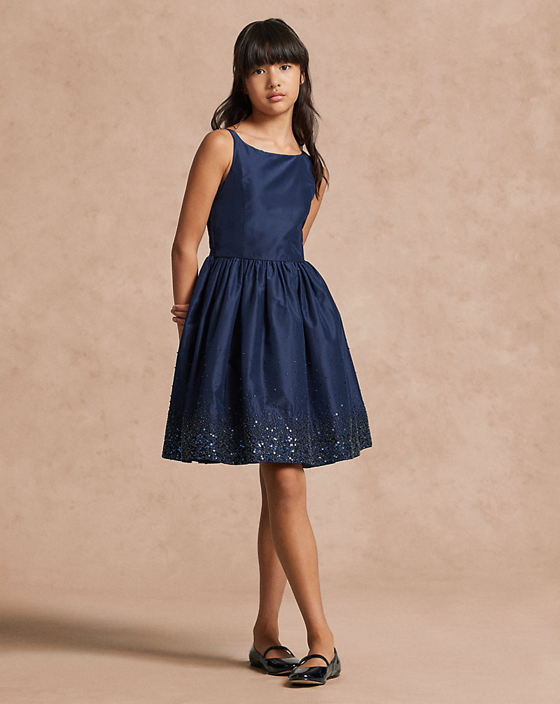 Beaded Mulberry Silk Taffeta Dress Girls’ Collection 7-16 1