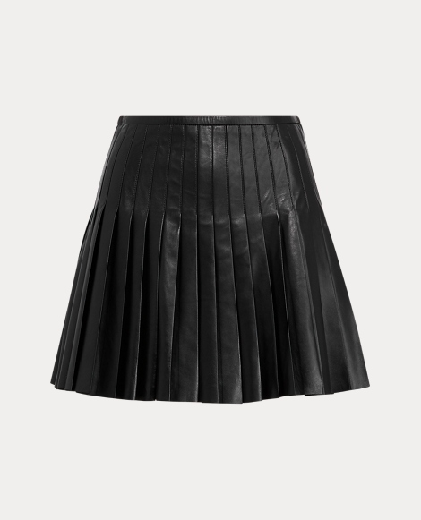 Pleated Lambskin Miniskirt
