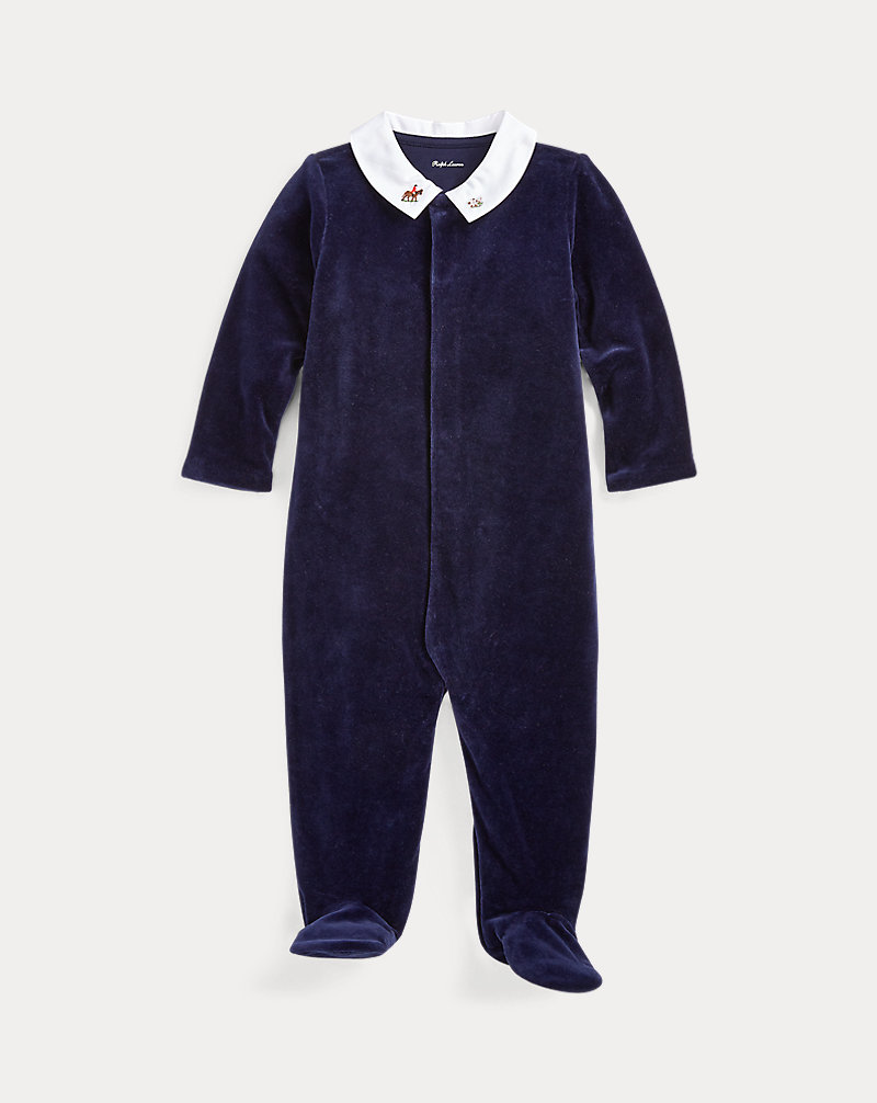 Embroidered Velour Coverall Baby Boy 1
