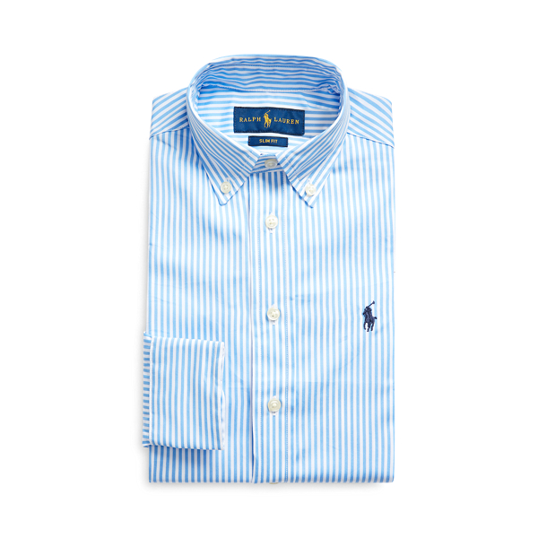 Slim Fit Striped Cotton Dress Shirt