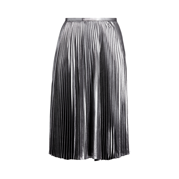 PORTIA Metallic Pleat Skirt - Silver