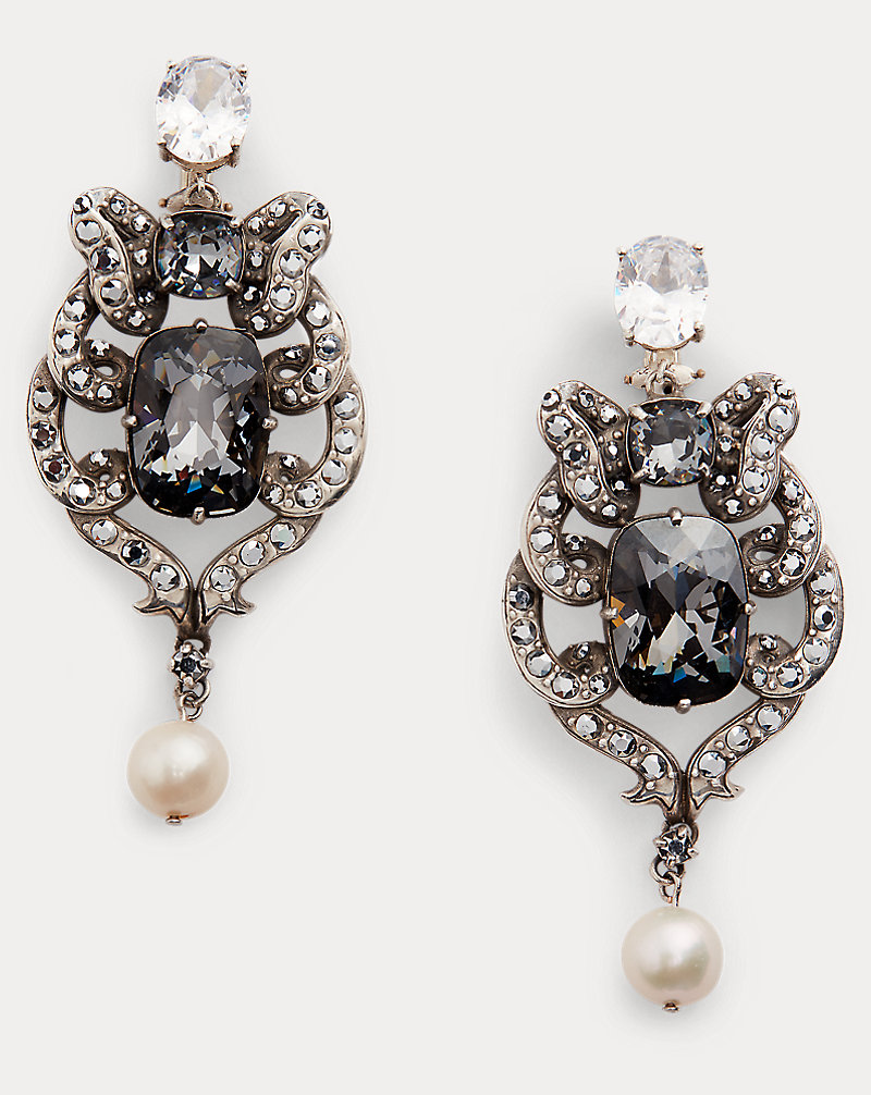 Crystal-Pearl Bow Earrings Ralph Lauren Collection 1
