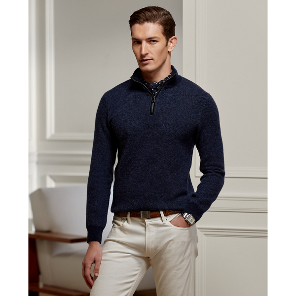 Cashmere Birdseye Quarter-Zip Sweater